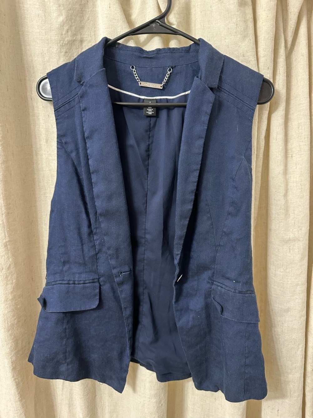 White House Black Market Navy Sleeveless Blazer Vest